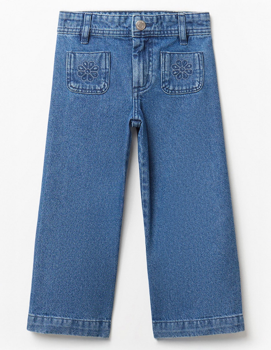 Jeans wide leg lavado medio para niña Jeans wide leg lavado medio para niña