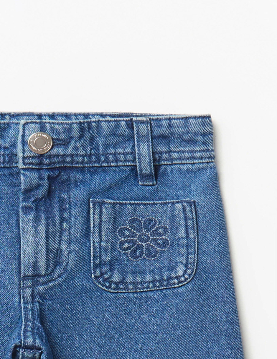 Jeans wide leg lavado medio para niña 3