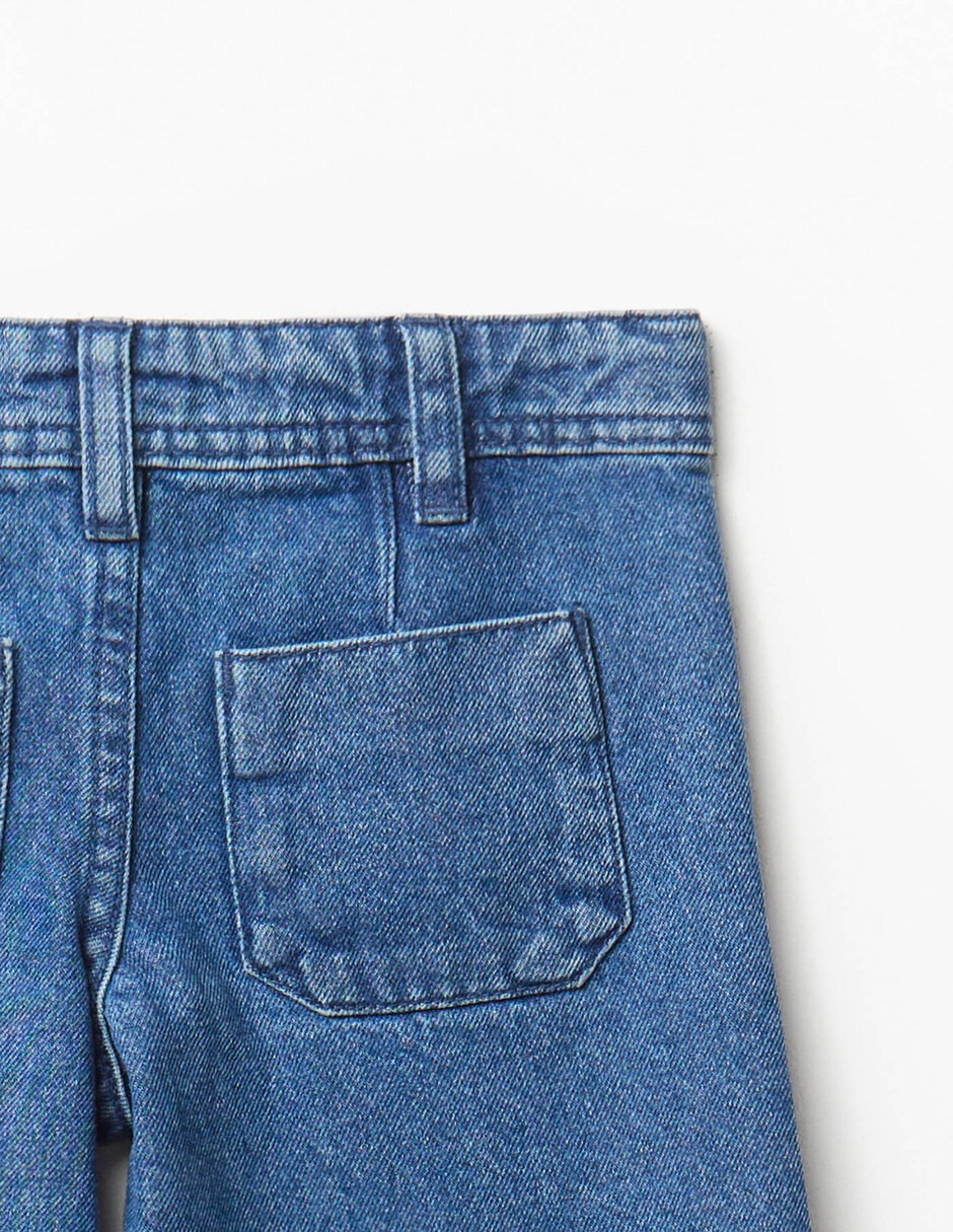 Jeans wide leg lavado medio para niña 4